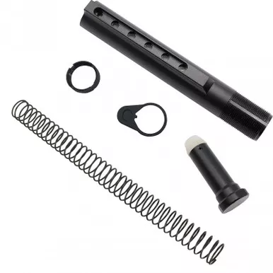 308 Carbine Mil Spec Buffer Tube Kit, Includes, spring, buffer, castle nut, end plate and buffer tube.
