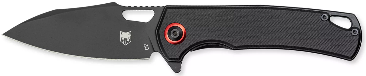 CobraTec Knives CTWOLVERINEG10 Wolverine3.13" Folding Drop Point Plain Black Stonewashed D2 Steel Blade, 4.25" Black Textured G10 Scales Handle