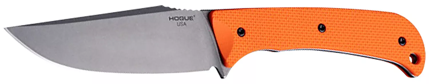 Hogue 35850 ExtrakXL 3.90' Fixed Clip Point Plain Stone Tumbled CPM M4 Tool Steel Blade, Blaze Orange Textured G10 Scales Handle