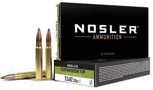 Nosler E-Tip Rifle Ammunition 9.3x62 250gr E-Tip 2425 fps 20/ct