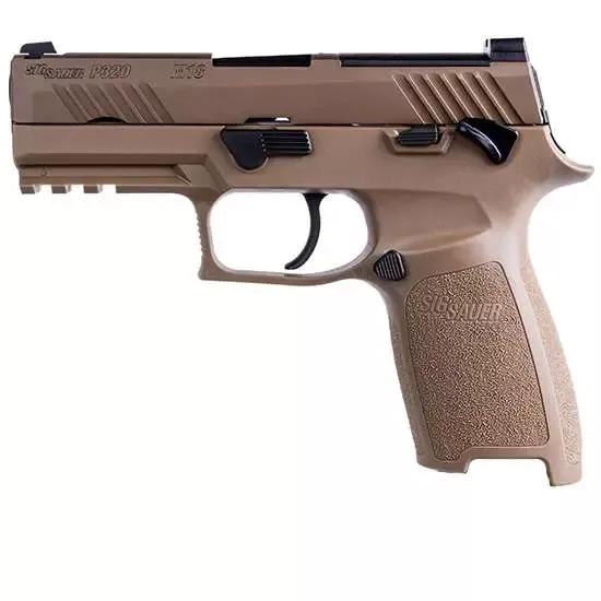P320, 9MM, 3.9IN, M18, COYOTE, STRIKER, SIGLITE W/ DP PRO PLATE, (3) 10RD STEEL MAG, RAIL, STATE (MA) COMPLIANT | Downriver Guns
