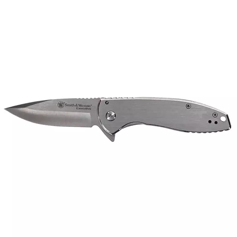 Smith & Wesson KT Executive Platinum Folding Knife 3" Drop Point Blade Silver Box